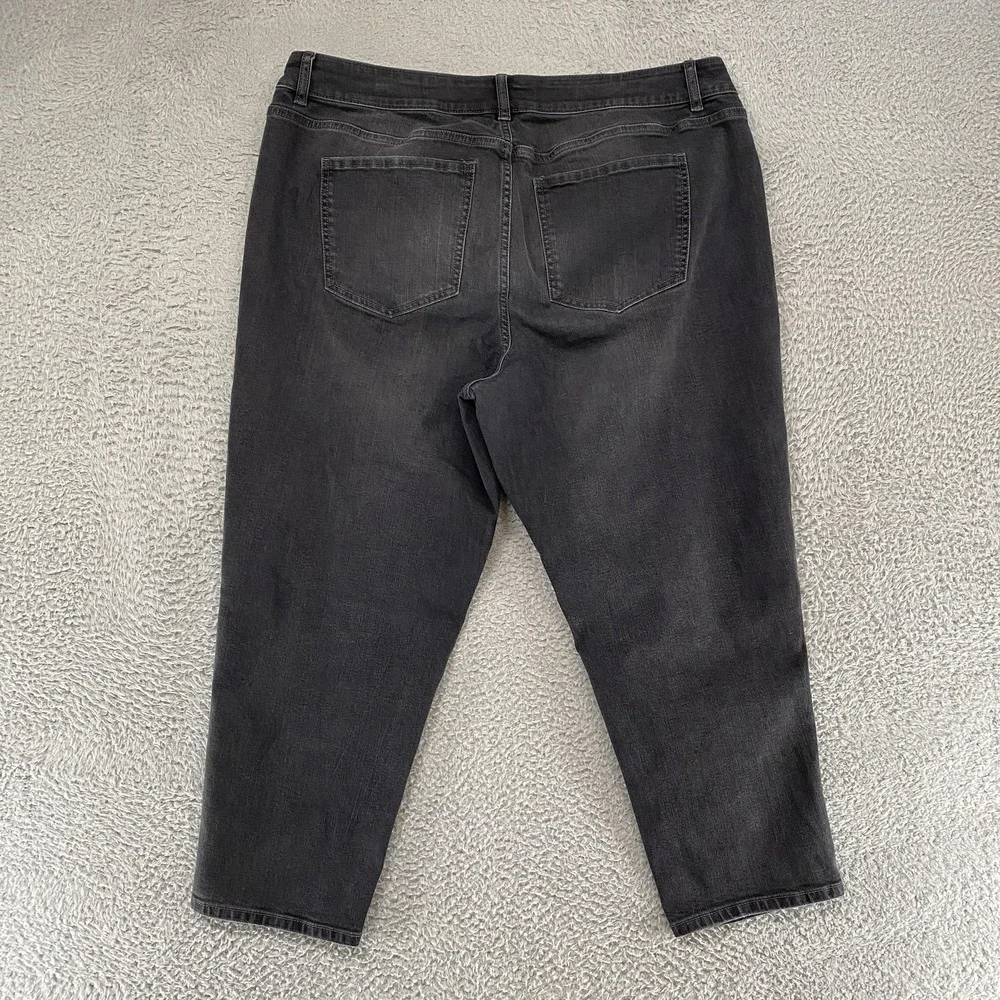 Lane Bryant Low Rise Girlfriend‎ Jeans Womens 18 Charcoal Distressed Sequin Crop